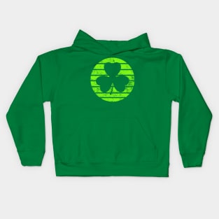 Shamrock Distressed Retro Irish Clover Kids Hoodie